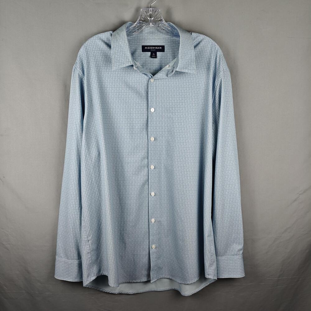 Mizzen+Main Leeward Shirt Mens XL Blue Trim Fit Polka Dot Button Down 1WS-1100